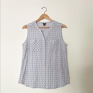 Eddie Bauer plaid button-front blouse